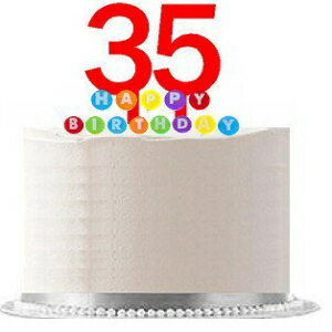 商品番号035WCD - ハッピー35歳の誕生日パーティーレッドケーキトッパー&レインボーキャンドルスタンドエレガントなケーキデコレーショントッパーキット Item#035WCD - Happy 35th Birthday Party Red Cake Topper & Rainbow Candle Stand Elegant Cake