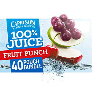 カプリサン 100 ジュース フルーツポンチ 天然風味ジュースブレンド (40ctパック 10パウチ入り4箱) Capri Sun 100 Juice Fruit Punch Naturally Flavored Juice Blend (40 ct Pack, 4 Boxes of 10 Pouches)