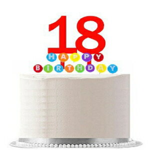 ֹ018WCD - ϥåԡ18Фѡƥåɥȥåѡ&쥤ܡɥ륹ɥ쥬Ȥʥǥ졼ȥåѡå Item#018WCD - Happy 18th Birthday Party Red Cake Topper & Rainbow Candle...
