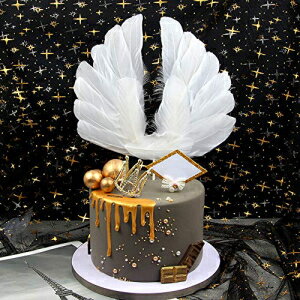 NMAS 天使の羽 ケーキトッパー 白鳥の羽 デコレーション ロマンチックなデザイン 誕生日 結婚式 ベビーシャワー 記念日パーティー用品 NMAS Angel Wings Cake Topper Swan Feather Decorations Romc Design For Birthday Wedding Baby Shower, Ann