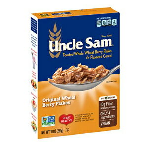 シリアル アンクルサムオリジナル小麦ベリーフレークシリアル、高繊維、全粒穀物、非遺伝子組み換えプロジェクト認証済み、コーシャ、心臓に健康、ビーガン、10オンスボックス（12個パック） Uncle Sam Original Wheat Berry Flakes Cereal, High Fiber, Whole Grain,