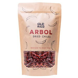 乾燥丸ごと赤唐辛子 4オンス - チリ・デ・アルボル 乾燥ペッパー、プレミアム乾燥チリ、スパイシーな熱さ、メキシコ料理、中華料理、タイ料理に使用、OLÉ RICOの再密封可能なクラフトバッグ入り Dried Whole Red Chili Peppers 4oz - Chile de Arbol Dried