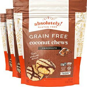 完全グルテンフリーの生ココナッツチュー チョコレート＆ココアニブ付き 個別包装 5オンス（3パック） Absolutely Gluten Free Raw Coconut Chews with Chocolate Cocoa nibs, Individually Wrapped, 5OZ (3 Pack)
