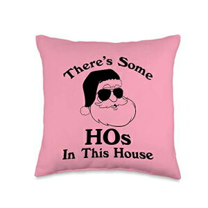 Christmas Joy Gift Store There's Some Hos in This House Funny Santa Christmas Throw Pillow, 16x16, Multicolor