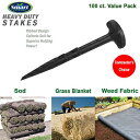 vȃK[fXe[NX T[Ngbv GnAŐAZHuPbgAiϐnpAX`[ŐXe[vS (100) Heavy Duty Garden Stakes Circle Top for Weed Fabric, Sod, Erosion Blanket, Landscape Fabric, Safer than St