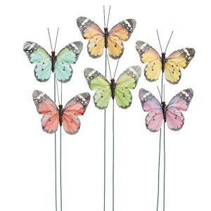 Burton+Burton ギフトバスケット/フラワーアレンジメント用装飾モナークバタフライピック 6個セット Burton+Burton Decorative Monarch Butterfly Picks for Gift Baskets/Floral Arrangements…