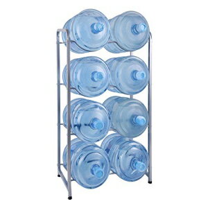 Ationgle 5 Gallon Water Cooler Jug Rack for 8 Bottles, 4-Tier Detachable Water Bottle Holder Heavy Duty Q235 Carbon Steel Water Jug Organizer with Floor Protection for Kitchen Office Home