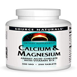 SourceNaturalsカルシウムおよびマグネシウム栄養補助食品-ビタミンD-3を含むアミノ酸キレート-250錠 Source Naturals Calcium & Magnesium Dietary Supplement - Amino Acid Chelate with Vitamin D-3 - 250 Tablets
