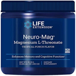 ライフエクステンションニューロマグマグネシウムL-スレオネートパウダートロピカルパンチフレーバー-3.293オンス Life Extension Neuro-Mag Magnesium L-Threonate Powder Tropical Punch Flavor - 3.293 Ounce