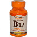 ビタミンB-12TABS 1000 MCG SDWNサイズ：60 Sundown Naturals Vitamin B-12 TABS 1000 MCG SDWN Size: 60
