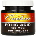 Carlson Labs Folic Acid、400mcg、300錠 Carlson Labs Folic Acid, 400mcg, 300 Tablets