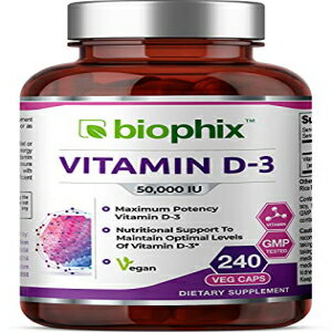 biophix Vitamin D-3 50000 IU 240 Vcaps - High-Potency Supports Strong Bones Immune Health and K2