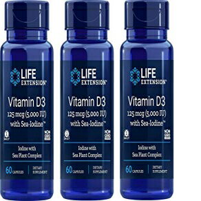 ビタミンD35000 IUライフエクステンション60ソフトジェル（60 x 3） Vitamin D3 5000 IU Life Extension 60 Softgel (60 x 3)
