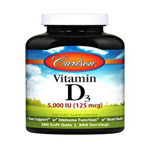 Carlson - Vitamin D3 5000 IU (125 mcg), Immune Support, Bone Health, Muscle Health, Cholecalciferol, Vitamin D Supplements, Vitamin D3 Soft Gels, 360 Softgels
