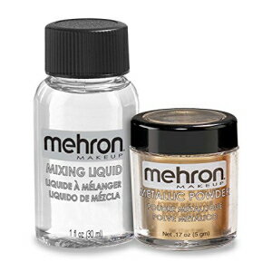 メーロン メイクアップ メタリック パウダー (0.17 オンス) 混合液 (1 オンス) 付き (ゴールド) Mehron Makeup Metallic Powder (.17 oz) with Mixing Liquid (1 oz) (GOLD)