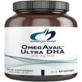 Designs for Health OmegAvail Ultra DHA - Highly Concentrated DHA Triglyceride Fish Oil, TG Fish Oil with 500mg DHA + 110mg EPA - No Fishy Aftertaste (60 Softgels)