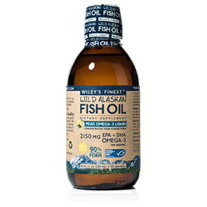 Wiley's Finest Wild Alaskan Fish Oil - Peak Omega-3 Liquid 2150mg EPA + DHA Omega-3 Natural Supplement 50 Servings