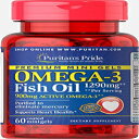 Puritan's Pride Omega-3 Fish Oil 1290 mg Mini Gels (900 mg Active Omega-3) Per Serving-60 Coated Softgels