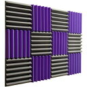 Pro Studio Acoustics - パープル/チャコール - 12 x12 x2 音響ウェッジフォーム吸収防音タイル - 12 パック Pro Studio Acoustics - Purple/Charcoal - 12 x12 x2 Acoustic Wedge Foam Absorption Soundproofing Tiles - 12 Pack