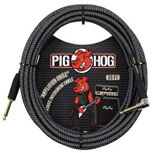 Pig Hog PCH20AGR 直角 1/4 インチから 1/4 インチ アンプ グリル ギター楽器ケーブル、20 フィート Pig Hog PCH20AGR Right-Angle 1/4..