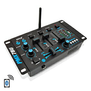 ワイヤレスDJオーディオミキサー-3チャンネルBluetooth互換DJコントローラーサウンドミキサー、マイクトークオーバー、USBリーダー、デュアルRCAフォノ/ライン入力、マイク入力、ヘッドフォンジャック-Pyle PMX7BU.5 Wireless DJ Audio Mixer - 3 Channel Bluetooth