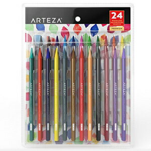 ARTEZA EbhXʐFM 24 {Zbg }`J[A[g`扔M uhd˓hAʃeNjbNAl̓hGɍœK ARTEZA Woodless Watercolor Pencils, Set of 24, Multi Colored Art Drawing Pencils, Great for Blending and Lay