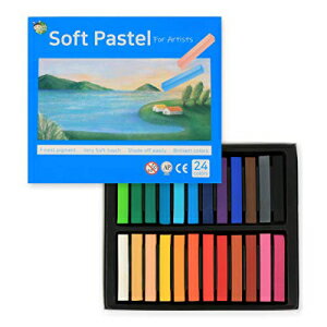 HASHI vtFbViŐO\tgpXeZbg - XNGA`[N uAgA\[gJ[ (24F) HASHI Non Toxic Long Soft Pastel Set for Professionals - Square Chalks Brilliant Assorted Colors (24 Colors)