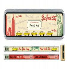 Cavallini Papers 鉛筆セット 10本の鉛筆と1本の鉛筆削り付き ヴィンテージ ニューヨーク Cavallini Papers Pencil Set with 10 Pencils and 1 Sharpener, Vintage New York