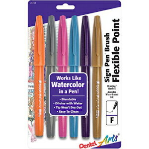 ぺんてる アーツサインペンタッチ 筆先 ファッションカラー 6本入 SES15CBP6M1 Pentel Arts Sign Pen Touch Fude Brush Tip Fashion Colors Pack of 6 SES15CBP6M1 