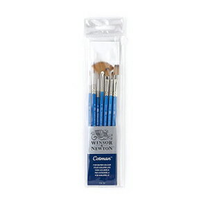 Winsor Newton コットマン ショート ハンドル ブラシ (7 パック) (ラウンド 1 6 リガー 2 フィルバート 1/4 インチ ワン ストローク 3/8 インチ アングル 1/8 インチ ファン 2) Winsor Newton Cotman Short Handle Brush (7