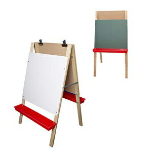クレストライン製品アジャスタブルボードダブルイーゼル（ホワイトドライイレース＆グリーン黒板）、天然広葉樹-48 "H x 24" W Crestline Products Adjustable Board Double Easel (White Dry Erase & Green Chalkboard), Features Natural Hardwoo