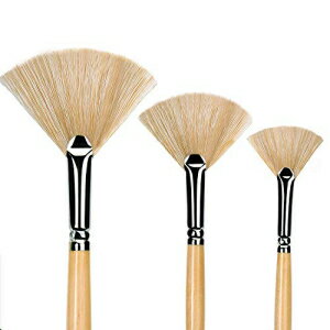 オイルアクリルペイントブラシアーティストファンペイントブラシセット豚毛ロングハンドルペイントブラシ。（3個） golden maple Oil Acrylic Paint Brushes Artist Fan Paint Brush Set Hog Bristle Long Handle Painting Brush. (3Pcs)