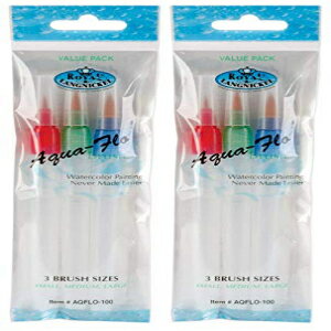 2 ѥå -  ֥饷 AQFLO-100 ե ʥ ̥ڥ ֥饷 åȡ  (1 ѥå 3 ֥饷) 2-Pack - Royal Brush AQFLO-100 Aqua-Flo Nylon Hair Watercolor Paint Brush Set, Assorted Size