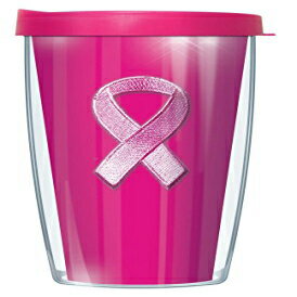 ピンクの16オンストラベラータンブラーマグのふた付き乳がんエンブレム Signature Tumblers Breast Cancer Emblem On Pink 16 Oz Traveler Tumbler Mug with Lid