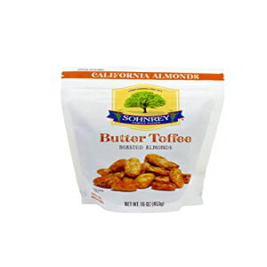 Sohnrey Family Foods バター トフィー アーモンド フレッシュ グルメ スイート アンド ソルティ クランチ 再封可能なバッグ (1 ポンド) Butter Toffee Almonds Fresh Gourmet Sweet and Salty Crunch Resealable Bag from Sohnrey Family Fo