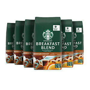 スターバックス ホールビーン コーヒー - ミディアム ロースト コーヒー - ブレックファスト ブレンド - 100% アラビカ - 6 袋 (12 オンス) Starbucks Whole Bean Coffee—Medium Roast Coffee—Breakfast Blend—100% Arabica—6 bags (12