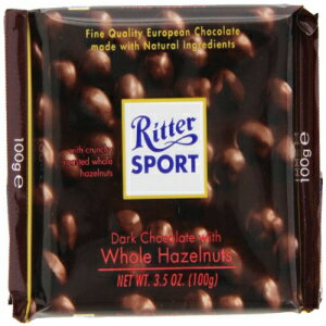Ritter Sport、ヘーゼルナッツ丸ごとダークチョコレート、3.5オンスバー（10本パック） Ritter Sport, Dark Chocolate with Whole Hazelnuts, 3.5-Ounce Bars (Pack of 10)