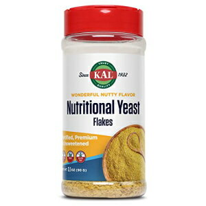 KAL ニュートリショナルイーストフレーク B12 葉酸およびその他のビタミンB群で強化 無糖 素晴らしいナッツ風味 ビーガン グルテンフリー 60日間返金保証 米国製 20食分 3.1オンス KAL Nutritional Yeast Flakes, Fortified with B12, Folic Acid