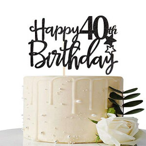 ブラック Happy 40th Birthday ケーキトッパー、Hello 40、40 歳の乾杯、40 & 素晴らしいパーティーデコレーション Black Happy 40th Birthday Cake Topper,Hello 40, Cheers to 40 Years,40 & Fabulous Party Decoration