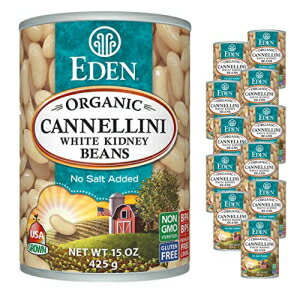 楽天GlomarketEden オーガニック カネリーニ 白インゲン豆、食塩無添加、15 オンス缶 （12 個パック） Eden Organic Cannellini White Kidney Beans, No Salt Added, 15-Ounce Cans （Pack of 12）
