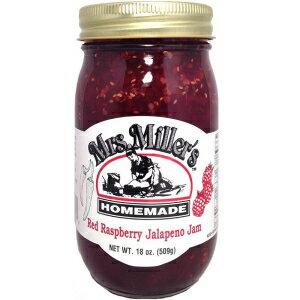 巨大な18オンス。Mrs. Miller's AMISH MADE レッドラズベリーハラペーニョジャム HUGE 18 Oz. Mrs. Miller's AMISH MADE Red Raspberry Jalapeño Jam