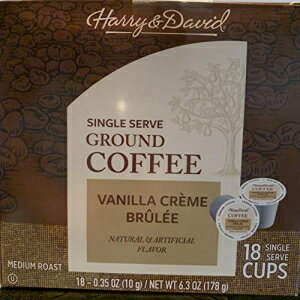 ハリー＆デイビッド シングルサーブ K カップ 挽いたコーヒー バニラ クレーム ブリュレ 1 箱 (18 K カップ分) Harry David Single Serve K-Cups Ground Coffee Vanilla Creme Brûlée , One Box of 18 K-Cup Servings
