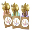 プラスチック製の道具とナプキンが付いたユニコーンバースデーパーティーカトラリーバッグ（24カウント） Stesha Party Unicorn Birthday Party Cutlery Bags with Plastic Utensil and Napkins (24 Count)