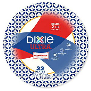 Dixie 超高耐久紙皿、10 1/16 インチ、176 枚、22 枚入り 8 パック、ディナーサイズのプリント使い捨て皿 Dixie Ultra Heavy Duty Paper Plates, 10 1/16