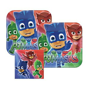 PJマスクペーパープレートとナプキン、16設定、バンドル-3アイテム Designware PJ Masks Paper Plates and Napkins, 16 Settings, Bundle- 3 Items