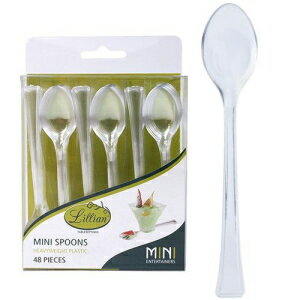 リリアン テーブルセッティング ミニスプーン | クリア | プラスチック製サーブウェア 48 個パック、48 カウント (スプーン) Lillian Tablesettings Mini Spoon | Clear | Pack of 48 Plastic Serve-ware, 48 Count (Spoons)