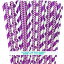 Outside the Box Papers パープルストライプ、シェブロン、ポルカドット紙ストロー 7.75 インチ 75 パック パープル、ホワイト Outside the Box Papers Purple Stripe, Chevron and Polka Dot Paper Straws 7.75 Inches 75 Pack Purple, White