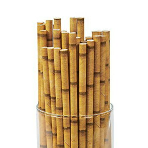 Tiki Bamboo Print Biodegrabale Paper Straws-マルチパック（24） Tikizone Tiki Bamboo Print Biodegrabale Paper Straws - Multi Packs (24)