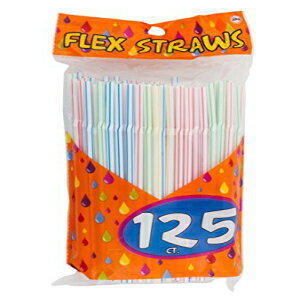 アイテム4U！125 フレックス ストロー、ストライプ、アソートカラー Items 4U! 125 Flex Straws, Stripe, Assorted Colors