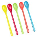 5個のカラフルなプラスチックスプーンジャムハニーコーヒーカラーランダム用の素敵なロングミキシングスプーン Haifly 5 Pcs Colorful Plastic Spoon Lovely Long Mixing Spoons for Jam Honey Coffee Color Random